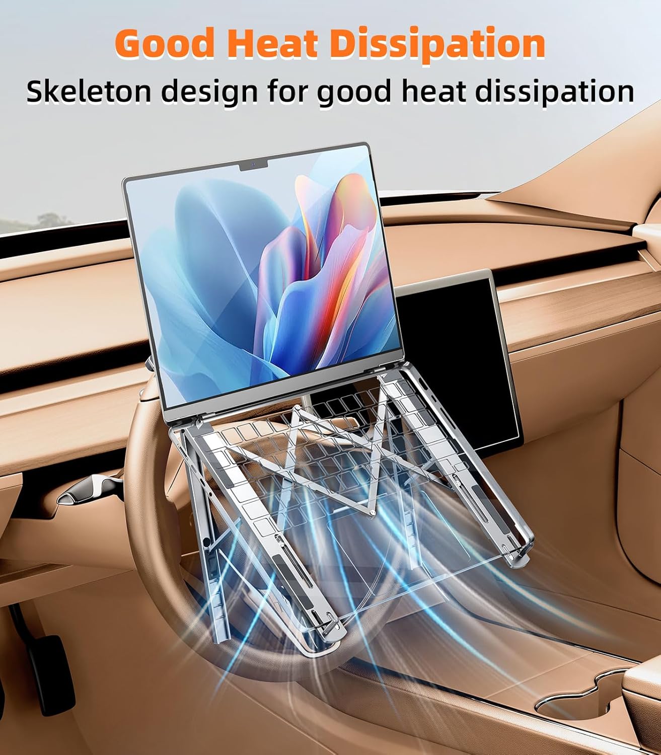 YearPeak Foldable Car Laptop Mount - Adjustable Steering Wheel Desk & Stand