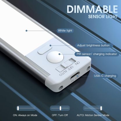 YearPeak 10" Motion Sensor Closet Lights - 2 Pack Rechargeable & Dimmable