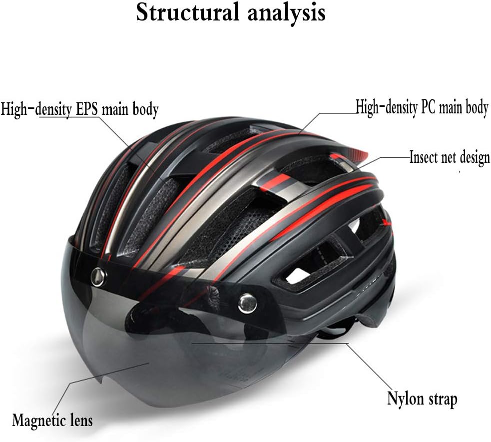 Cycling Best LED Ventilated Bike Helmet with Magnetic Visor & Adjustable Fit