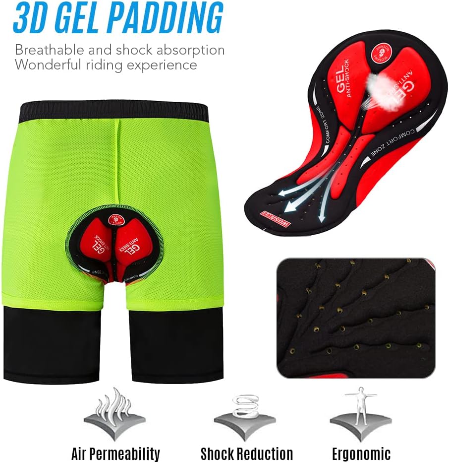 Cycling Best Men's MTB Gel-Padded Shorts with Mesh Liner 