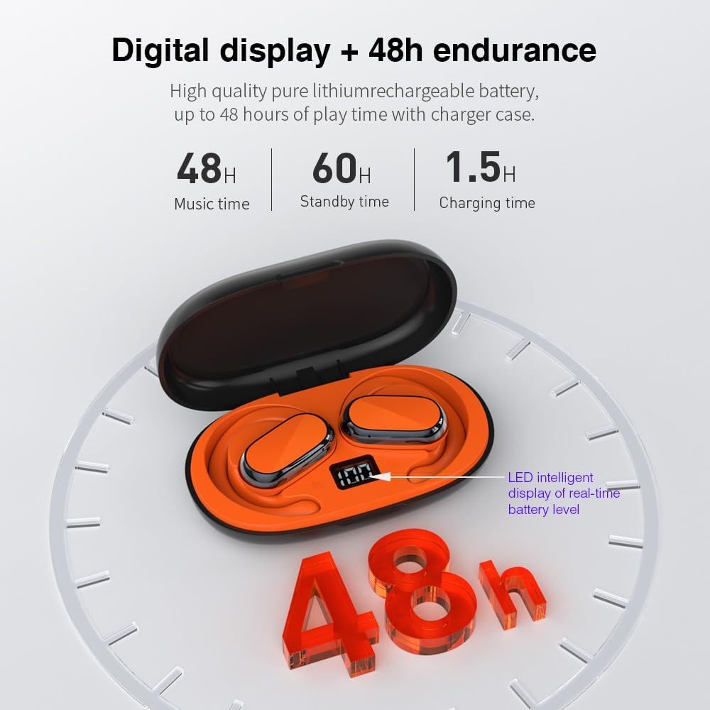 YearPeak Wireless Sports Earbuds - Bluetooth 5.1, ANC, Waterproof, Ear Hook for iOS Android