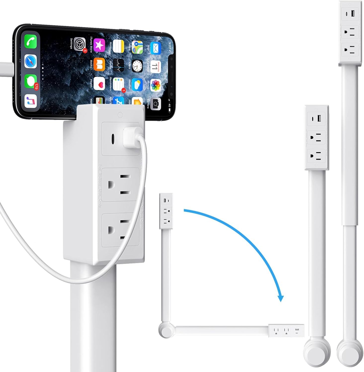 YearPeak Extendable Rotating Outlet & Power Strip with USB Ports