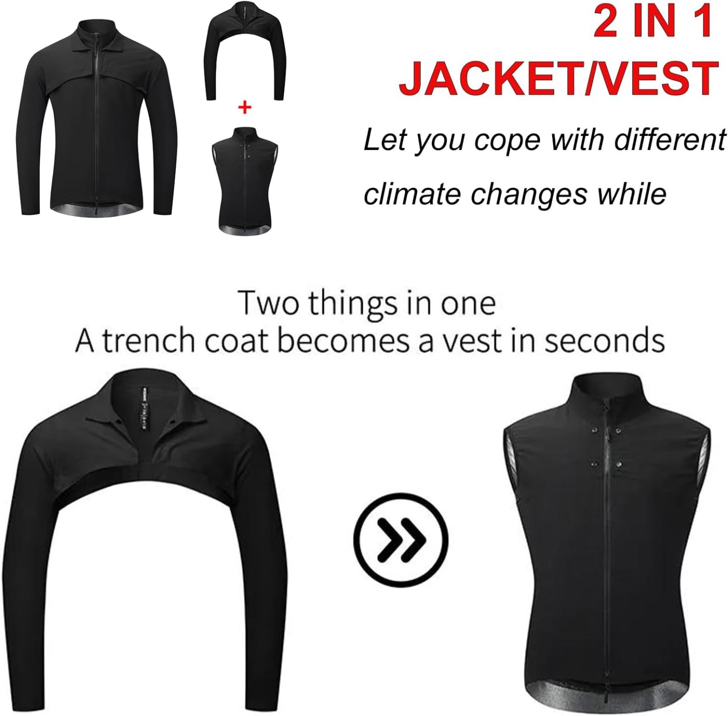 Cycling Best 2-in-1Sports Cycling Detachable Windproof Jacket & Vest