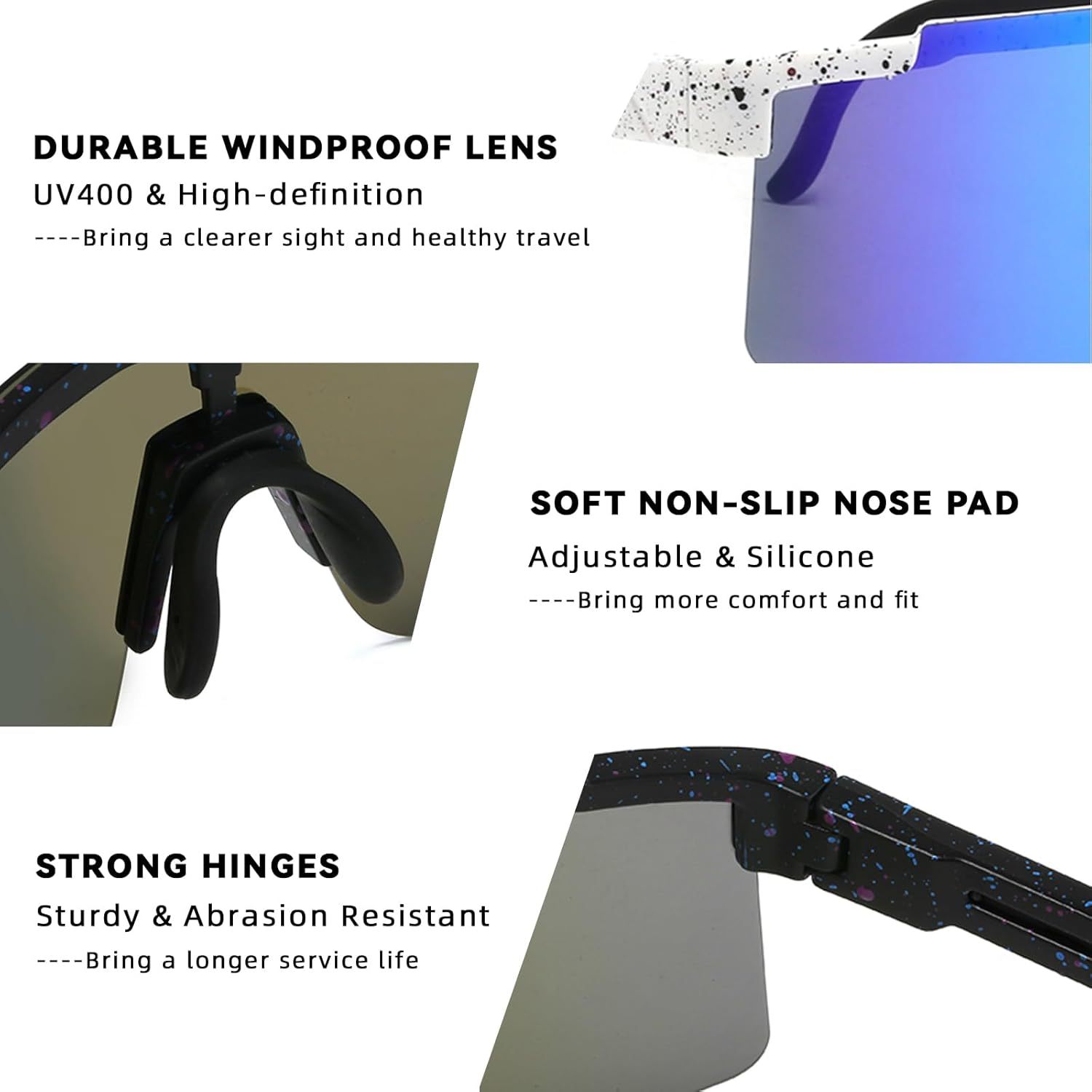 Cycling Best UV400 Sport Sunglasses - Adjustable Unisex Fit