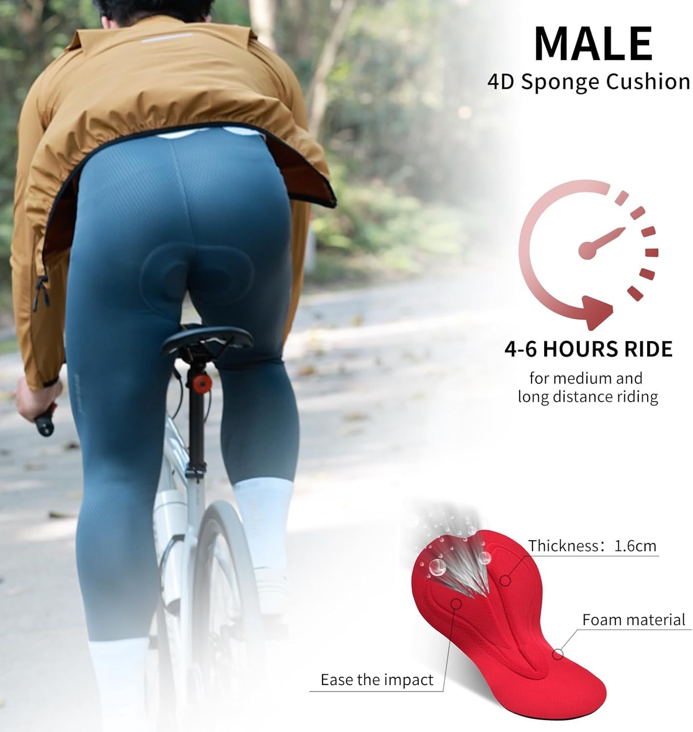 Cycling Best Men's 3D Padded Bib Shorts with Elastic Straps