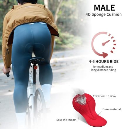 Cycling Best Men's 3D Padded Bib Shorts with Elastic Straps