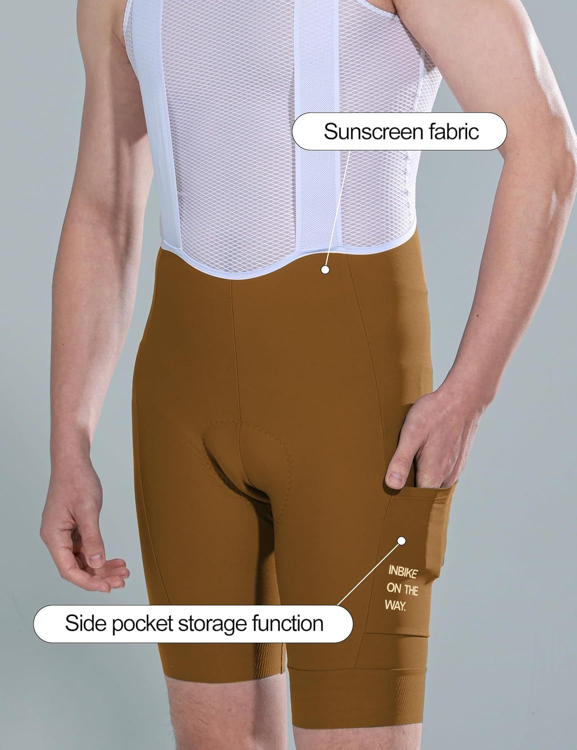 Cycling Best Men's Breathable Bib Shorts Gel Padding with Pocket