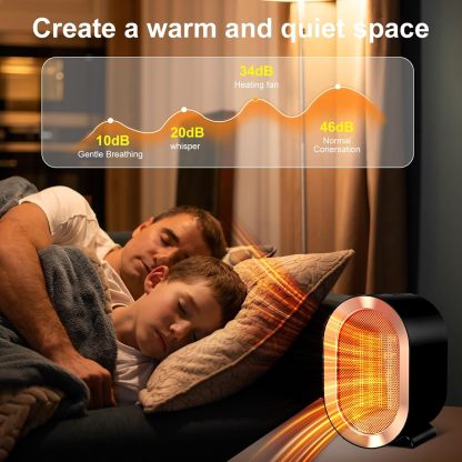 YearPeak Personal Ceramic Space Heater - 1200W Fast Quiet Desk Heater