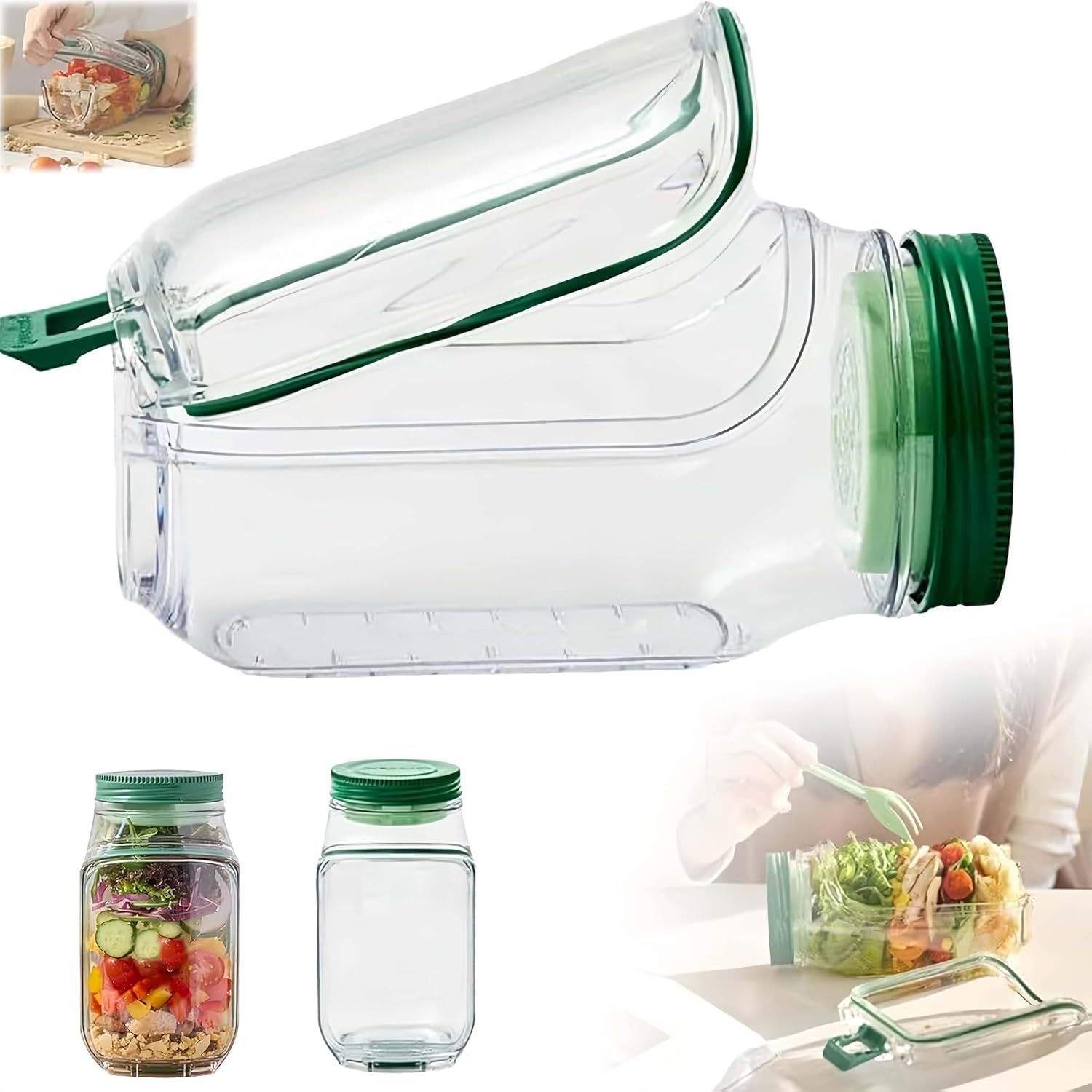 YearPeak Airtight Salad Jar with Dressing Pot - Meal Prep Container