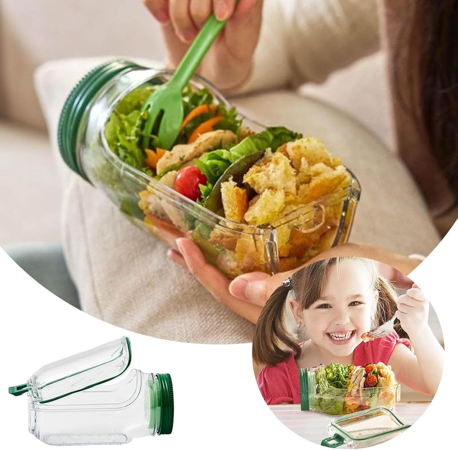YearPeak Airtight Salad Jar with Dressing Pot - Meal Prep Container