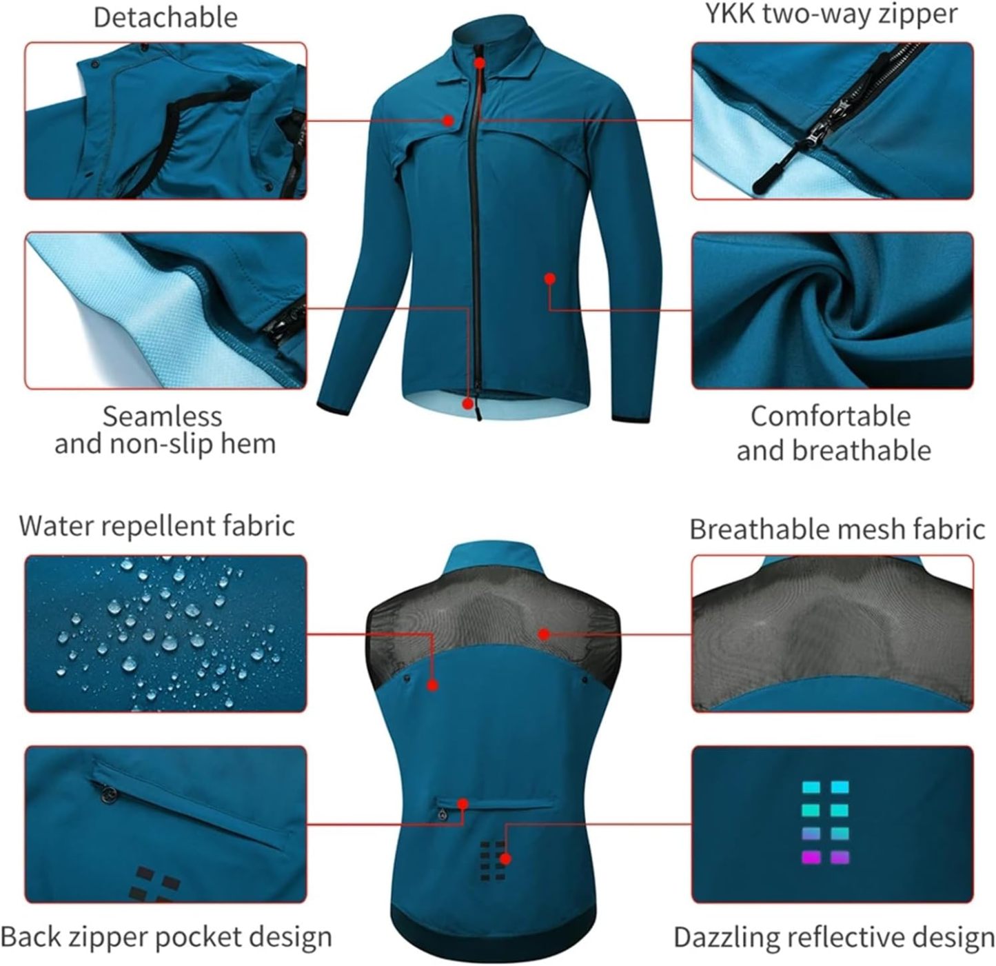 Cycling Best 2-in-1Sports Cycling Detachable Windproof Jacket & Vest
