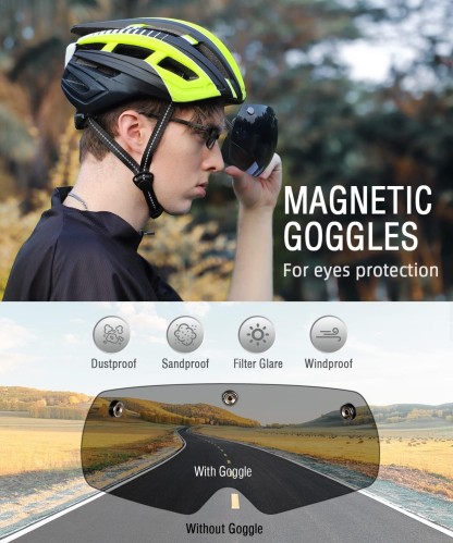 Cycling Best LED Ventilated Bike Helmet with Magnetic Visor & Adjustable Fit