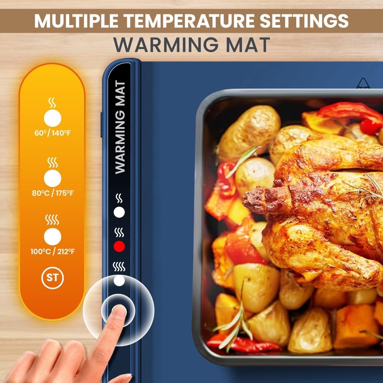 YearPeak Silicone Warming Mat - Adjustable Temperature Buffet Mat with Auto Shut-Off