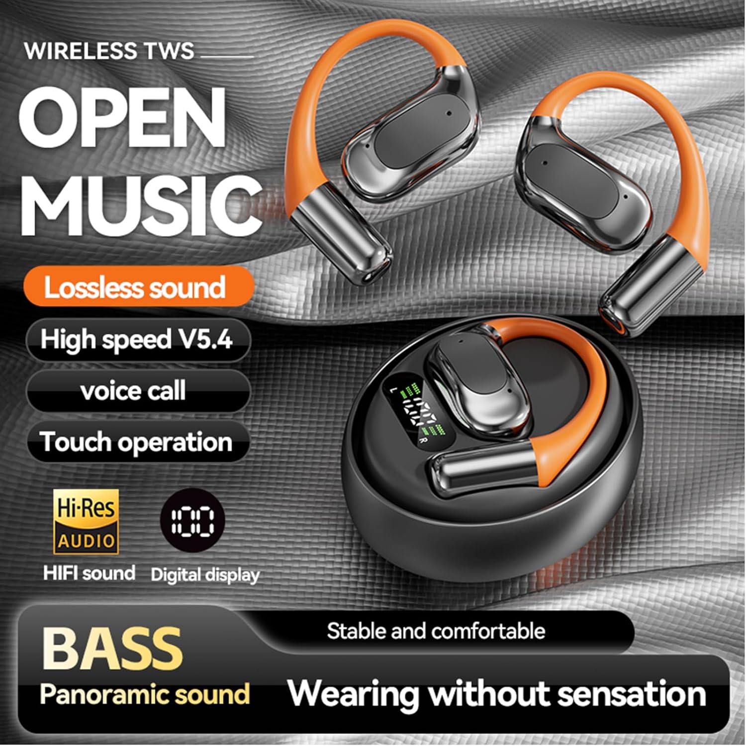 YearPeak AI translation earbuds - Real-Time 144 Language Bluetooth Headphones for iOS/Android