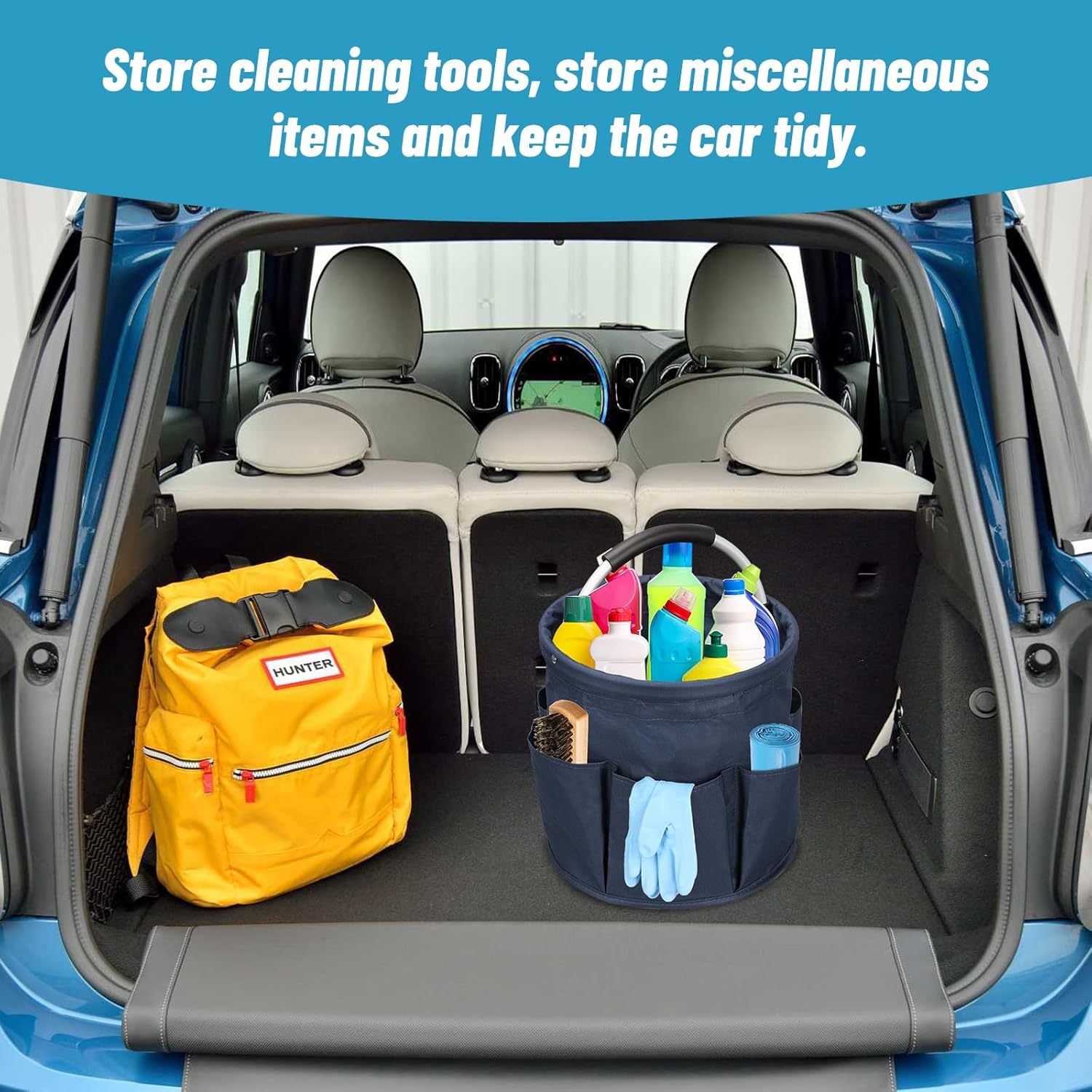 YearPeak 17L Foldable Cleaning Caddy with Pockets - Portable Storage Basket Organizer