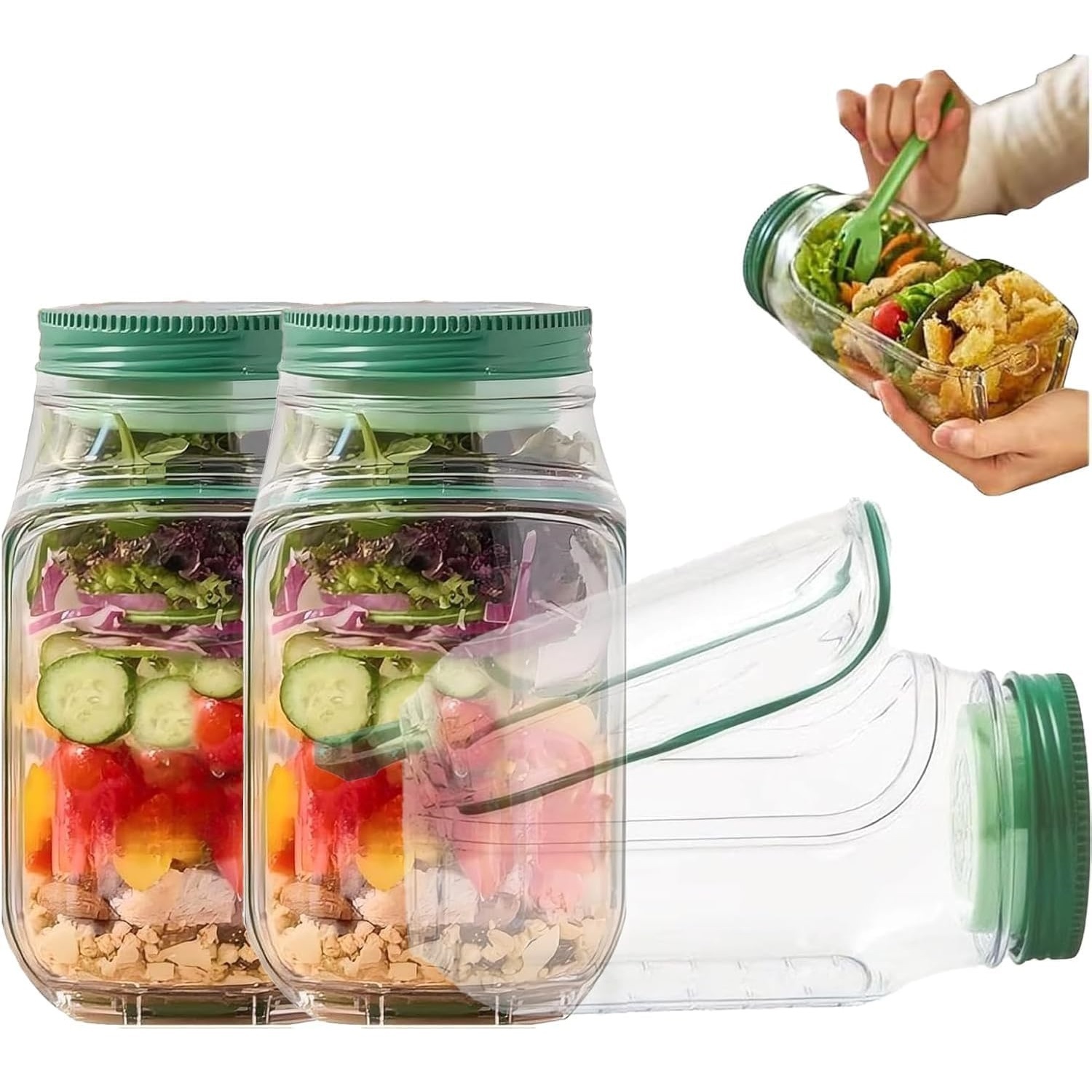 YearPeak Airtight Salad Jar with Dressing Pot - Meal Prep Container