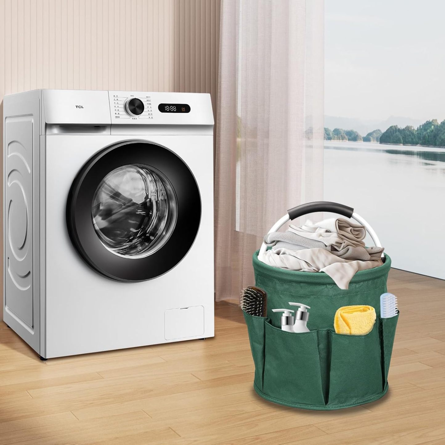 YearPeak 17L Foldable Cleaning Caddy with Pockets - Portable Storage Basket Organizer