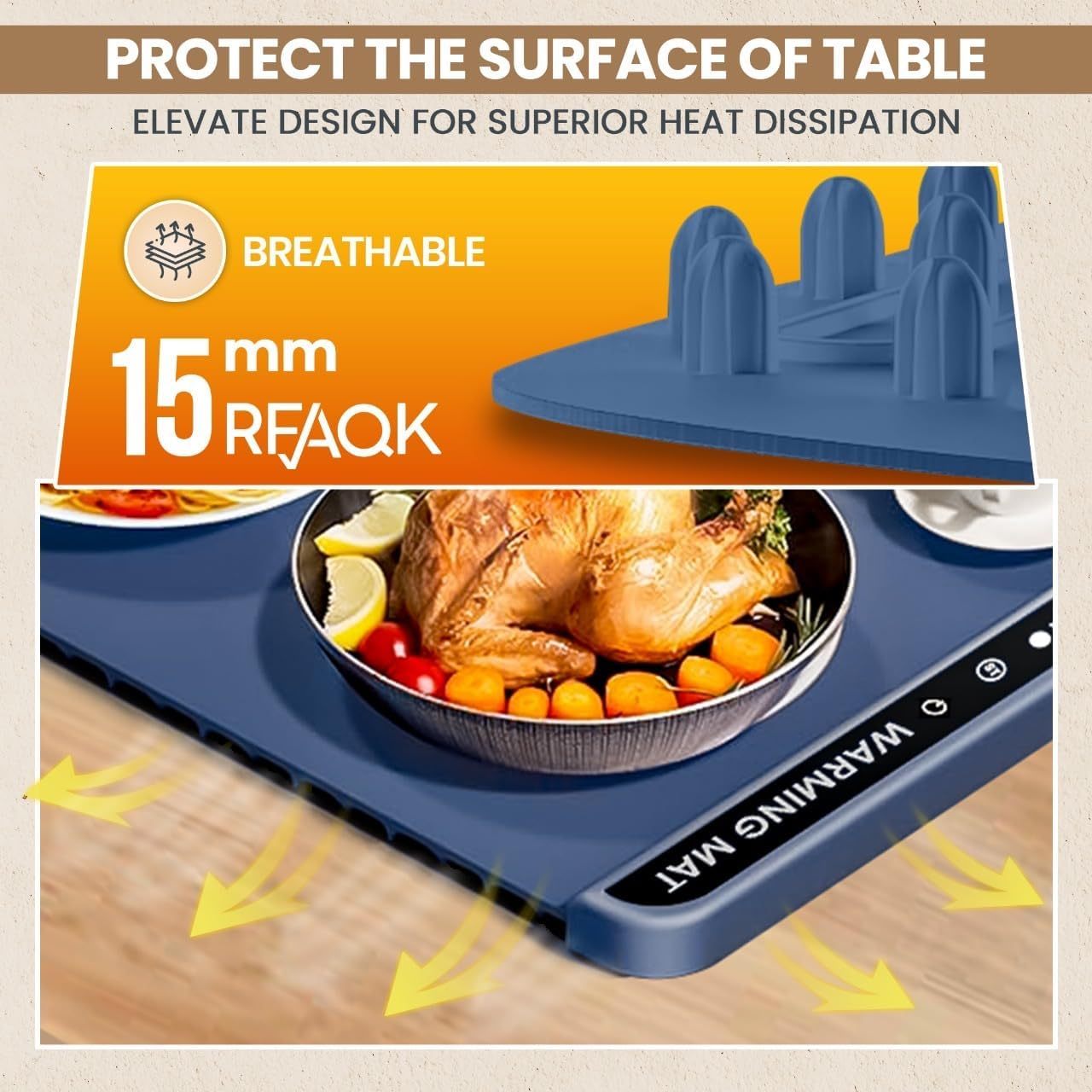 YearPeak Silicone Warming Mat - Adjustable Temperature Buffet Mat with Auto Shut-Off