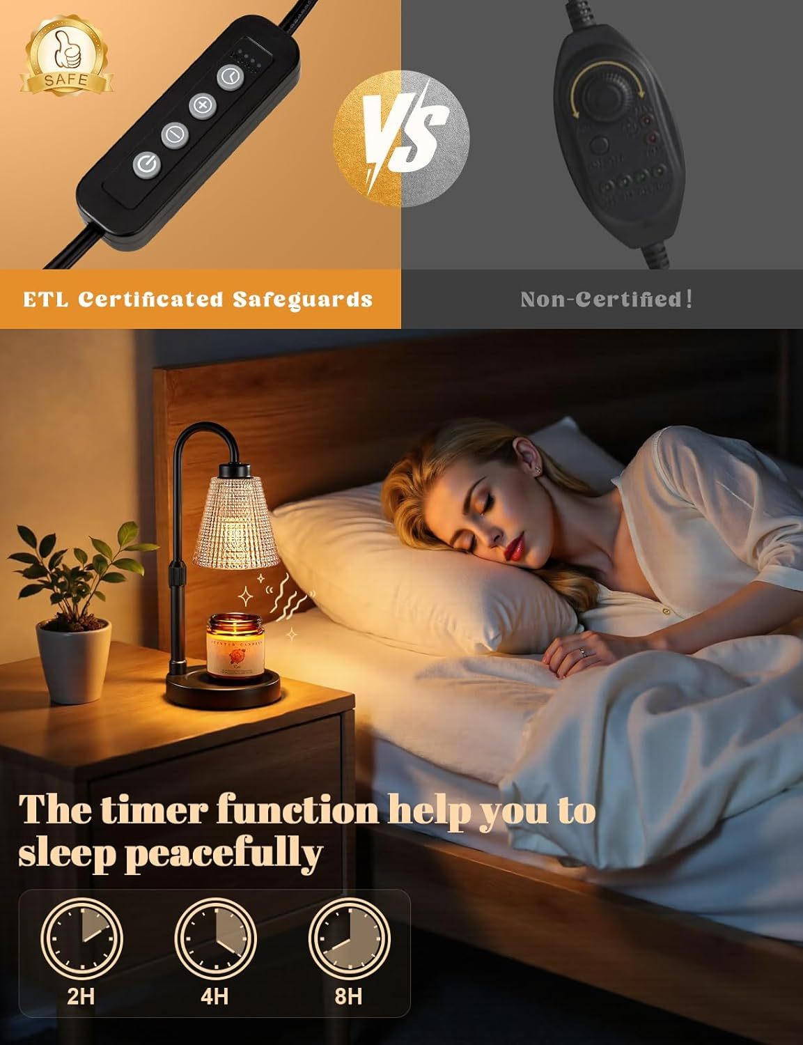 YearPeak Candle Warmer Lamp with Timer & Dimmable Light