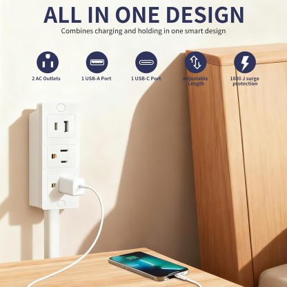 YearPeak Extendable Rotating Outlet & Power Strip with USB Ports
