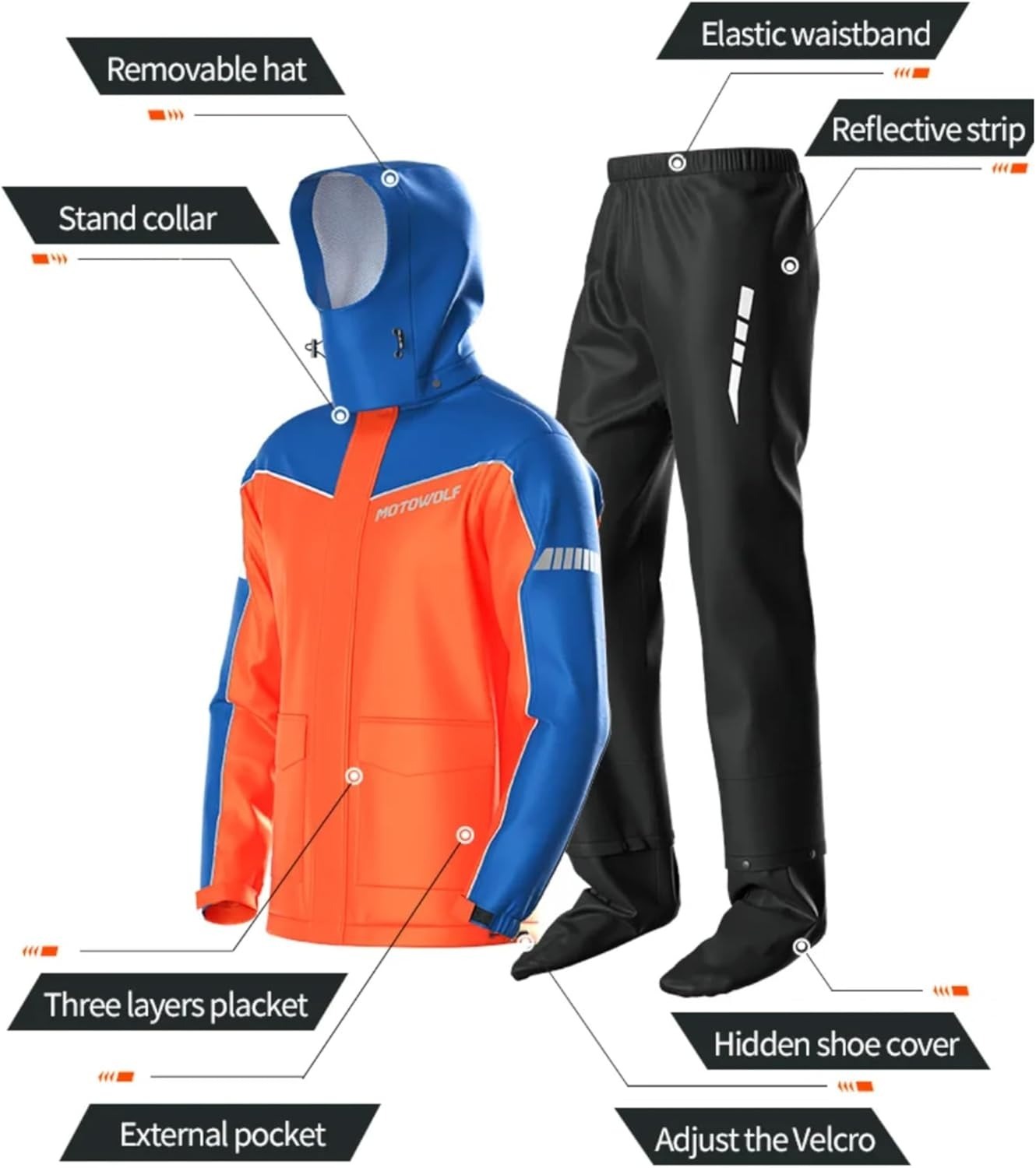 Cycling Best Men's Waterproof Motorcycle Raincoat Suit jacket & Pants