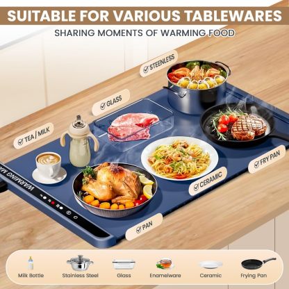 YearPeak Silicone Warming Mat - Adjustable Temperature Buffet Mat with Auto Shut-Off