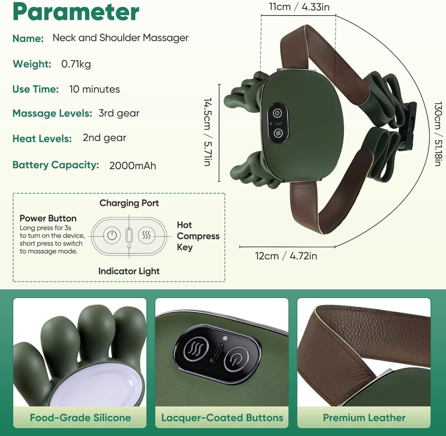 YearPeak Heated Neck & Shoulder Massager – Portable Deep Tissue Relief