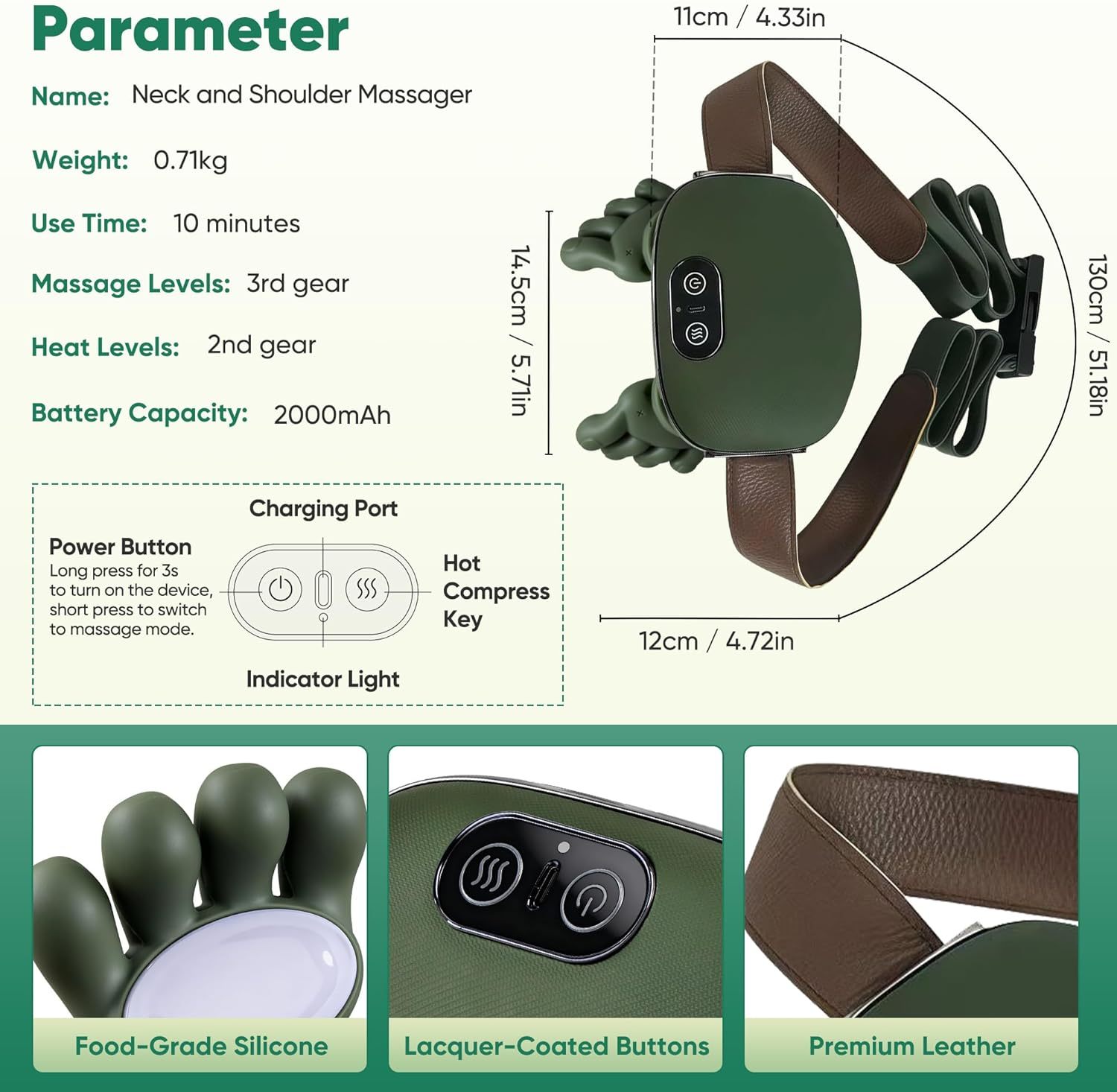 YearPeak Heated Neck & Shoulder Massager – Portable Deep Tissue Relief