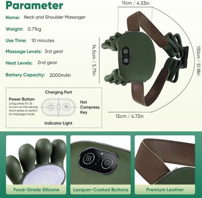 YearPeak Heated Neck & Shoulder Massager – Portable Deep Tissue Relief