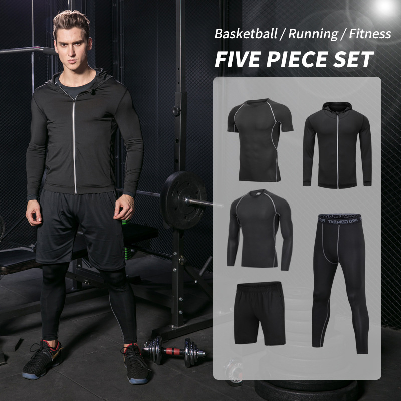 Cycling Best 5-Piece Men's Compression Sportswear Set Gym, Running Cycling