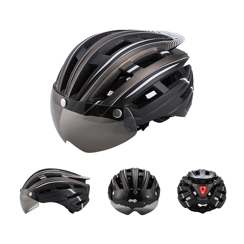 Cycling Best LED Ventilated Bike Helmet with Magnetic Visor & Adjustable Fit
