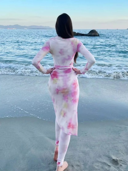 YearPeak Zip-Front Monokini Set with Cover-Up & Pants Swim suit