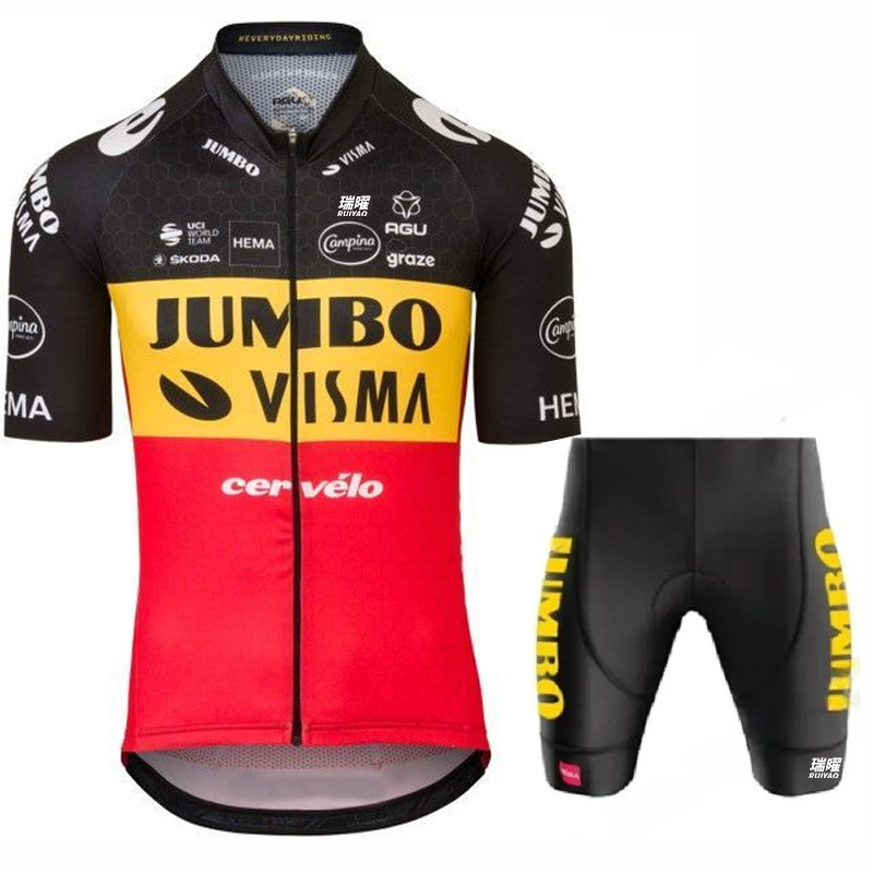 Cycling Best Men's Quick-Dry Team Visma Bike Jersey & Bib Shorts Set