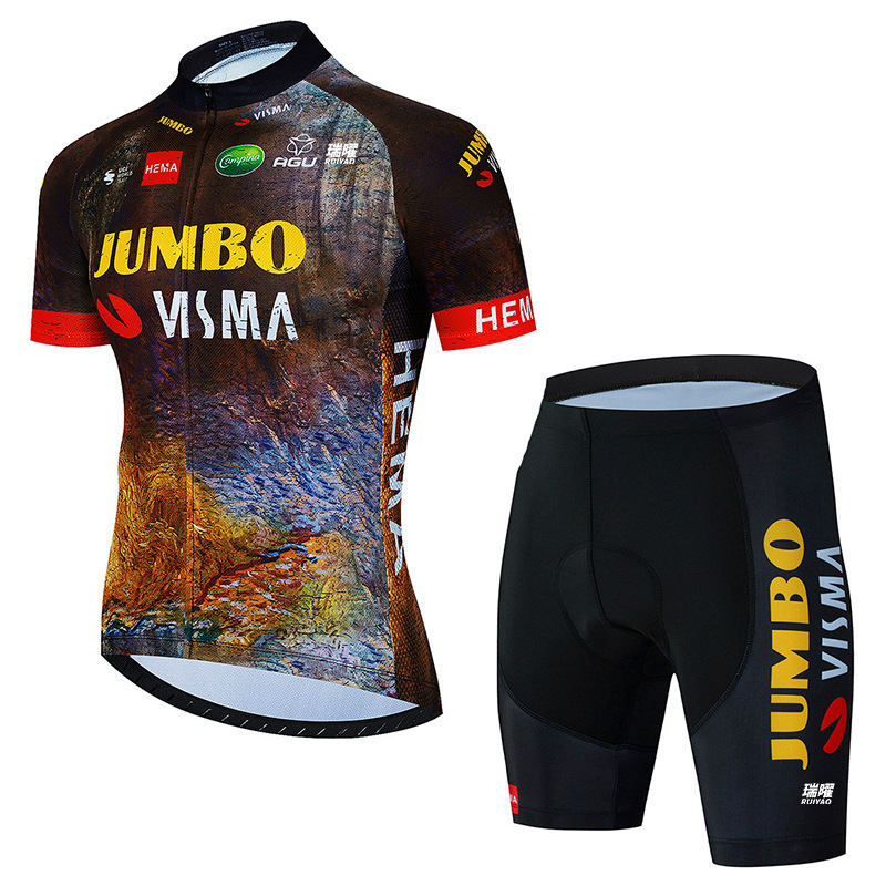 Cycling Best Men's Quick-Dry Team Visma Bike Jersey & Bib Shorts Set
