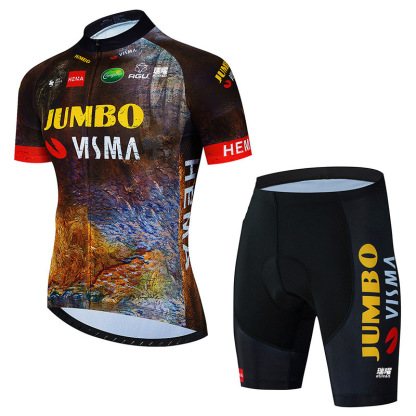 Cycling Best Men's Quick-Dry Team Visma Bike Jersey & Bib Shorts Set