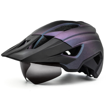 Cycling Best Adjustable MTB Helmet with LED Light, Visor & Magnetic Glasses