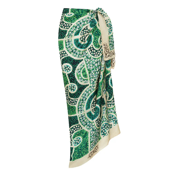 YearPeak Garden Printed One Piece Swimsuit and Sarong