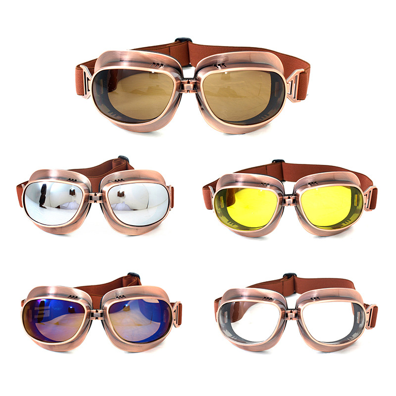 Cycling Best Retro Motorcycle Goggles - Lightweight Vintage Eyewear