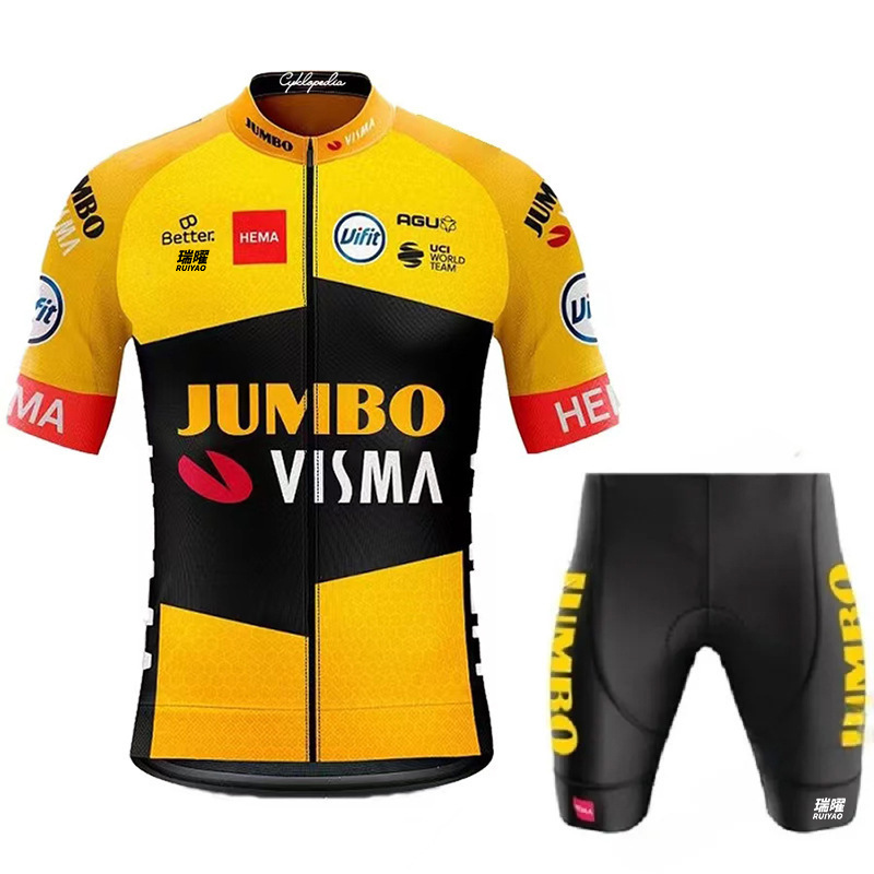 Cycling Best Men's Quick-Dry Team Visma Bike Jersey & Bib Shorts Set