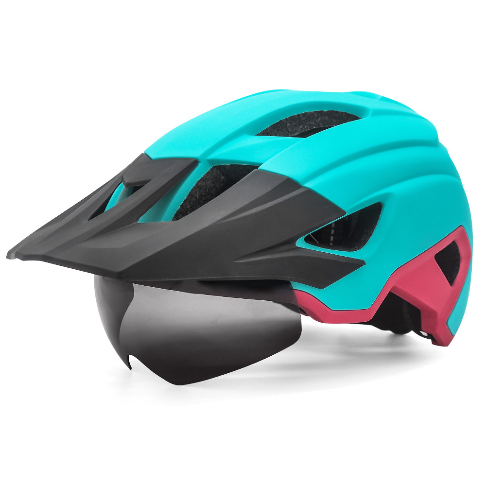 Cycling Best Adjustable MTB Helmet with LED Light, Visor & Magnetic Gl