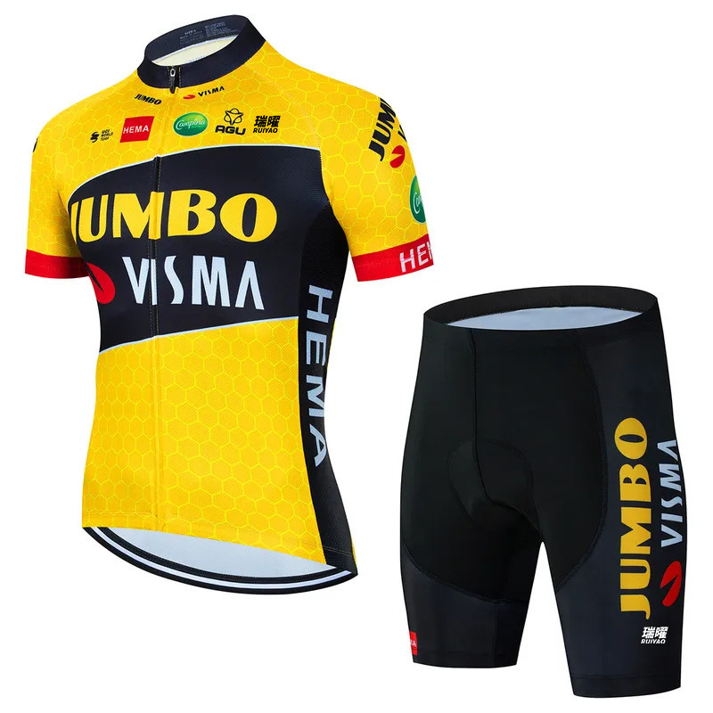Cycling Best Men's Quick-Dry Team Visma Bike Jersey & Bib Shorts Set