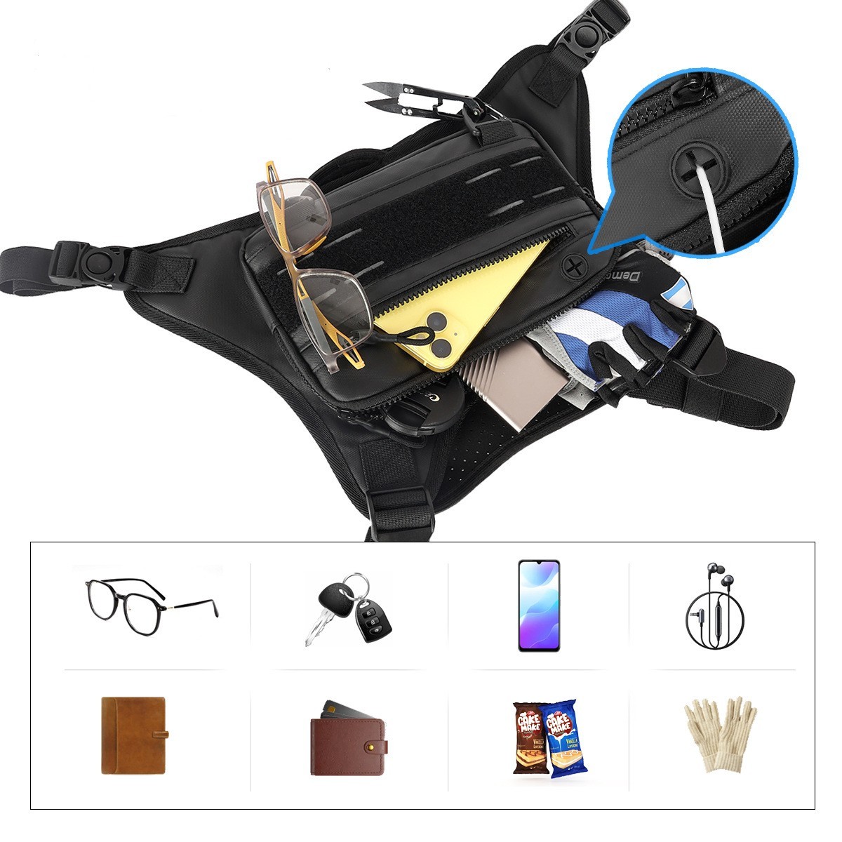 Cycling Best Anti-Theft Reflective Running Chest Bag - Lightweight EDC Pack for Cycling, Hiking