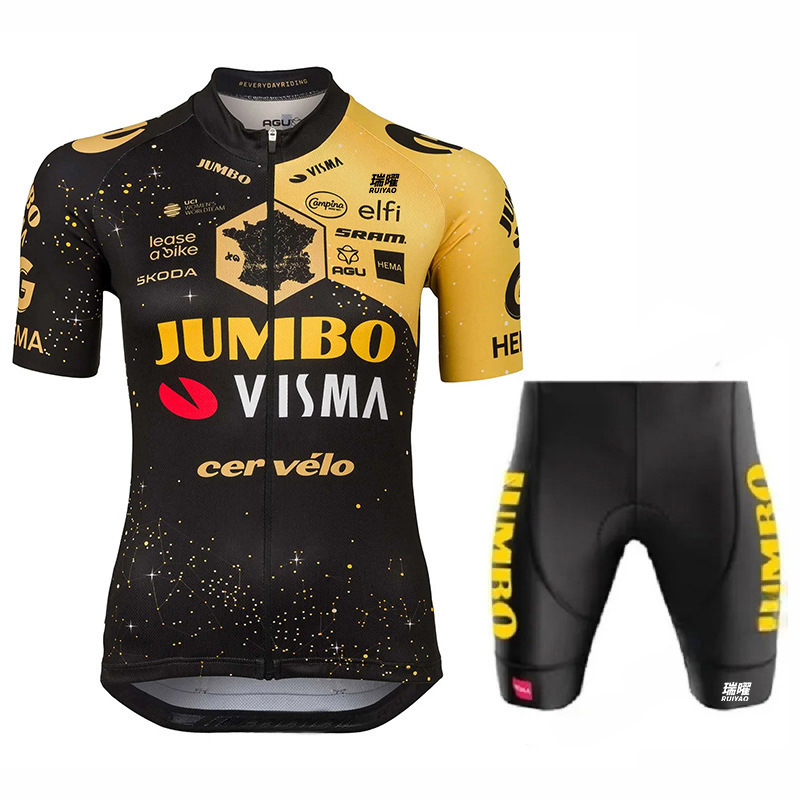 Cycling Best Men's Quick-Dry Team Visma Bike Jersey & Bib Shorts Set