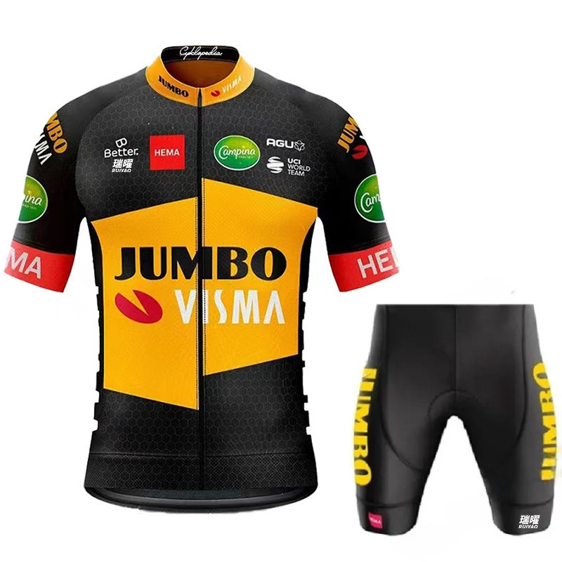 Cycling Best Men's Quick-Dry Team Visma Bike Jersey & Bib Shorts Set