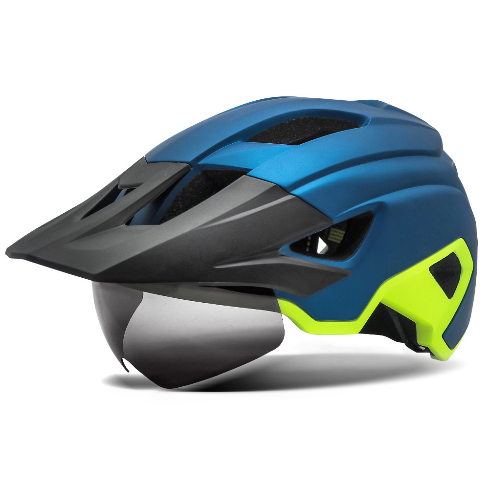 Cycling Best Adjustable MTB Helmet with LED Light, Visor & Magnetic Gl