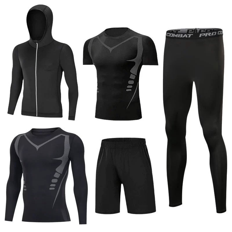Cycling Best 5-Piece Men's Compression Sportswear Set Gym, Running Cycling
