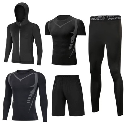 Cycling Best 5-Piece Men's Compression Sportswear Set  Gym, Running Cycling