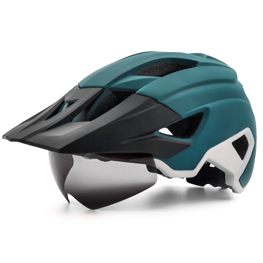 Cycling Best Adjustable MTB Helmet with LED Light, Visor & Magnetic Gl