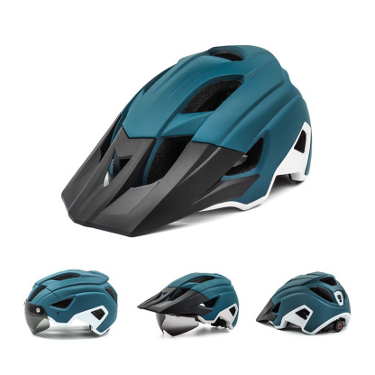 Cycling Best Adjustable MTB Helmet with LED Light, Visor & Magnetic Glasses
