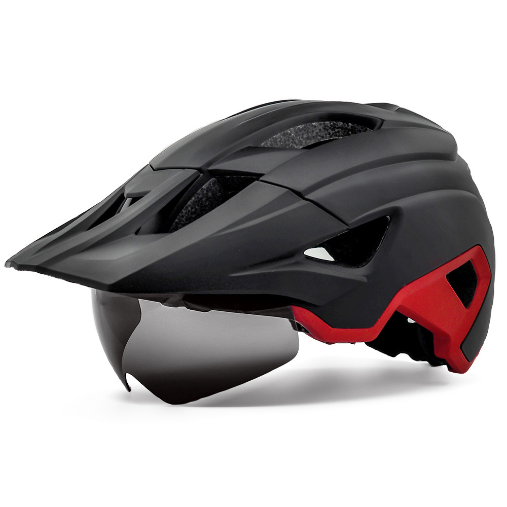 Cycling Best Adjustable MTB Helmet with LED Light, Visor & Magnetic Gl